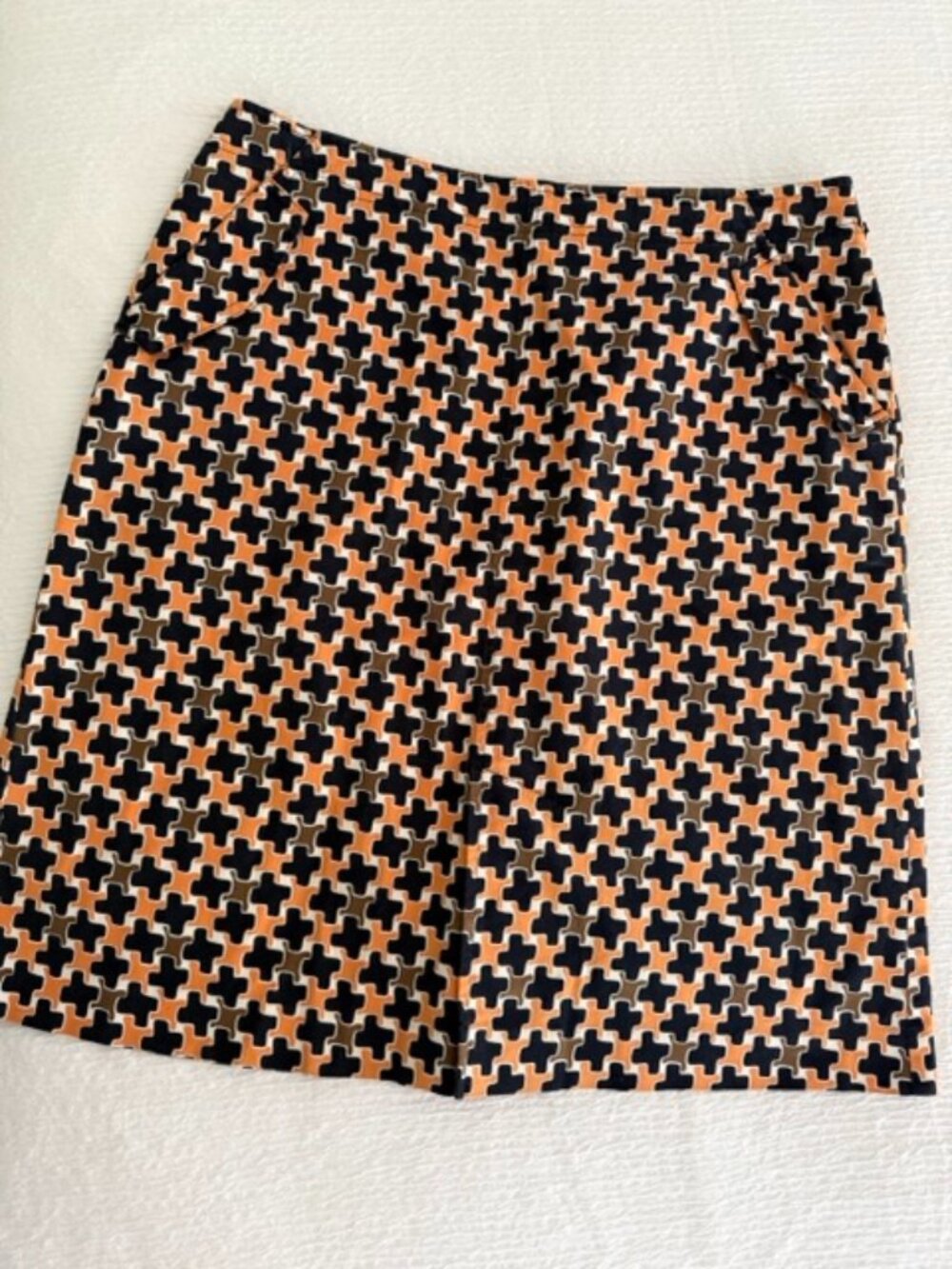 TALBOTS retro 60s Mid-Century Modern  Black & Orange Pocket Straight Skirt 12